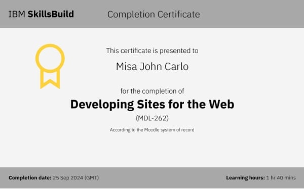 developing-sites-for-the-web-cert certificate image