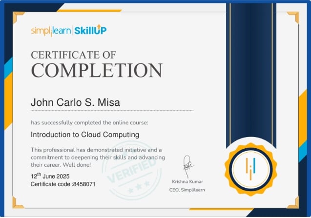 intro-to-cloud-computing-cert certificate image